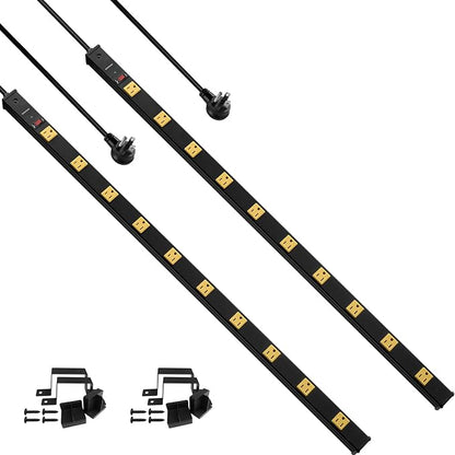 SURAIELEC 10 Outlet Long Power Strip, 1000J Surge Protector, 2 Pack