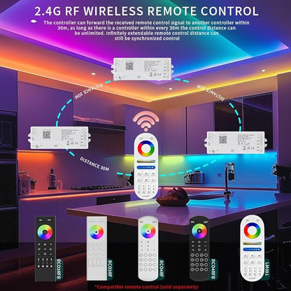 DR03W RGB SPI SMD COB 3PIN Addressable LED Strip 2.4GHz Tuya WiFi Controller, Support Alexa Google Home Smartphone APP Control Compatible with WR01RF RC03RFB RC04RFB RC05RFB RGB Remote