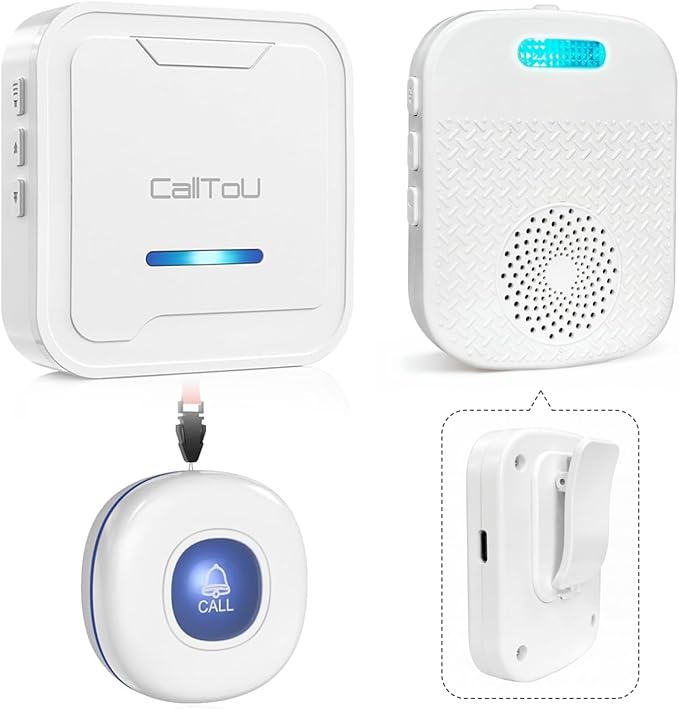 CallToU Caregiver Pager Wireless Call Button for Elderly/Senior,2026 New Version Pager with Vibration & Rechargeable,Nurse Alert System for Home Care Seniors
