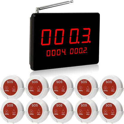 Nurse Call System Life Alert Systems Caregiver Pager 10 Emergency Bathroom Alarm Button for Patients Seniors 1 Elderly Monitoring for Hospital Clinic Nursing Home