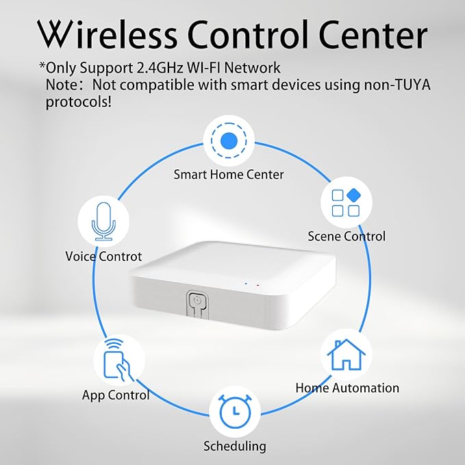 Tuya ZigBee 3.0 Hub/Wireless Gateway (Only 2.4Ghz), WiFi Smart Home Bridge Remote Controller,Work with Tuya ZigBee Smart Device, White