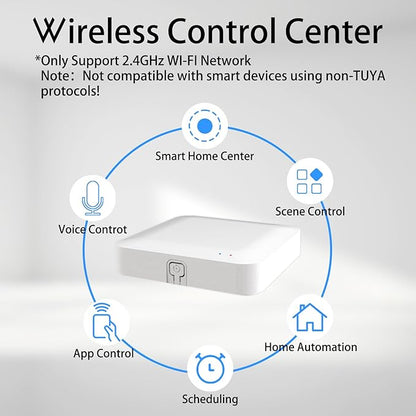 Tuya ZigBee 3.0 Hub/Wireless Gateway (Only 2.4Ghz), WiFi Smart Home Bridge Remote Controller,Work with Tuya ZigBee Smart Device, White