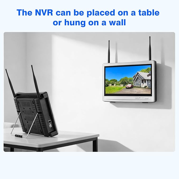 Expandable 16CH NVR Wireless Security Camera System with 12.5" Monitor, 4PCS 5MP Surveillance Camera Human Detection, Spotlight, Siren Alarm, 2-Way Audio, Night Vision, 3TB HDD
