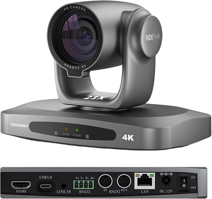 4K NDI PTZ Camer 20X Optical Zoom AI Tracking Camera with HDMI/USB/LAN/PoE Conference Room Camera for Live Streaming, Video Conference, Church Services