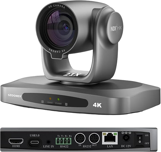 4K NDI PTZ Camer 20X Optical Zoom AI Tracking Camera with HDMI/USB/LAN/PoE Conference Room Camera for Live Streaming, Video Conference, Church Services