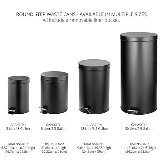 mDesign Pedal Bin — Metal Waste Bin with Pedal, Lid and Plastic Bucket Insert — for Bathroom, Kitchen, and Office — 5 Litre Household Rubbish Bin with Ergonomic Design — Blue
