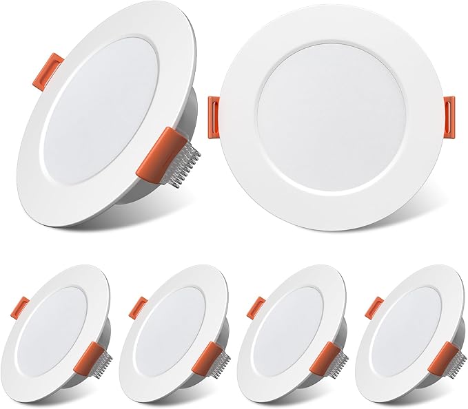 3 Inch RV Recessed Ceiling Lights 12V 3W 3000K, 6-Pack Ultra-Thin Puck Light, Dimmable LED Downlights for RV Camper Van Truck Boat Under Cabinet Lighting (70-75mm Cutout)