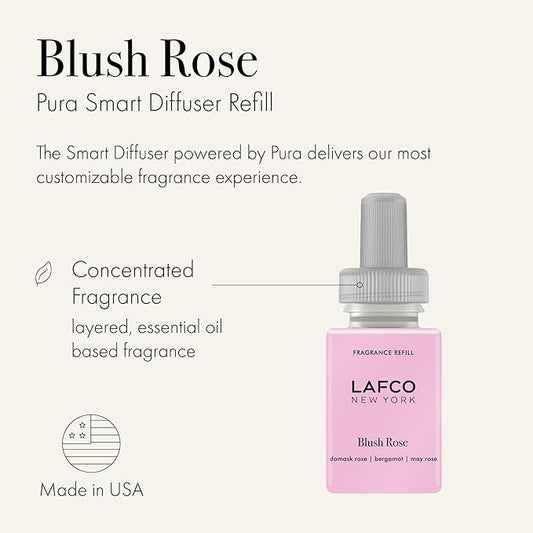 LAFCO New York Pura Smart Device Refill, Blush Rose - Pack of 2 - Vial Delivers Up to 2 Weeks of Fragrance Life - Made in the USA