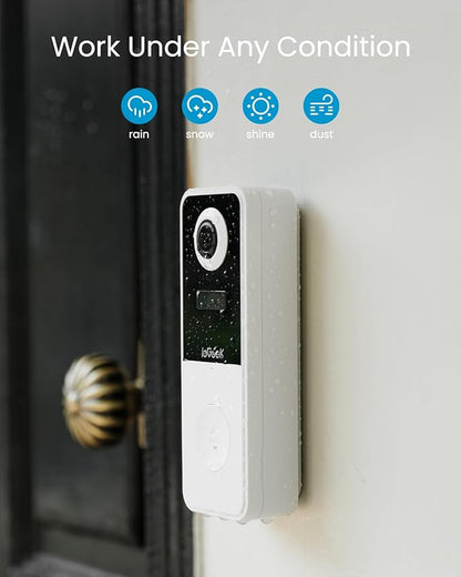 ieGeek Video Doorbell Camera Wireless, Head-to-Toe 180° Ultra View Battery Powered, No Subscription Fee, 2K 3MP HD, Smart Motion Detection, Real-time Alerts, Local/Cloud Storage, Only 2.4GHz WiFi
