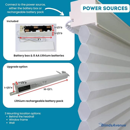 BlindsAvenue Simply Motorized Cellular Shades with Remote Control, Automatic Electric Cordless Wireless Blinds for Indoor Window, Blackout Blind, Color: White Dove, Size: 66" W x 48" L