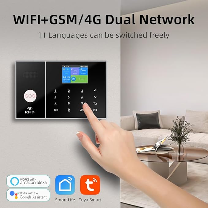 YBJ Alarm System for Home Security |16-Piece Kit – Home Security System | Expandable | Easy Setup | Mobile App Control | 24/7 Professional Monitoring | Alexa and Google Assistant Compatible