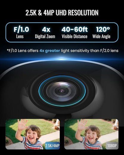 Security Cameras Wireless Outdoor, 2.5K WiFi Battery Powered Cameras for Home Security with AI Motion Detection, Color Night Vision, IP66 Weatherproof, 2-Way Audio, SD/Cloud Storage, 2-Pack