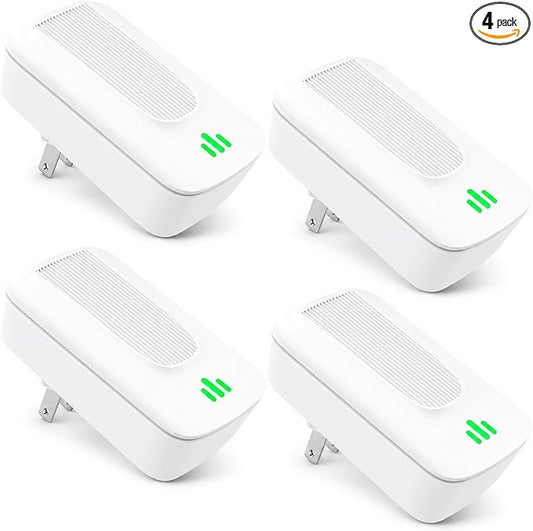 Air Ionizers for Home Dust Mites,4 Pack Upgraded Plug In Air Purifier with Negative Ion Generator,Quiet Portable Filterless Odor Eliminator for Pet Smoke Smell Air Freshener in Bedroom Office Kitchen