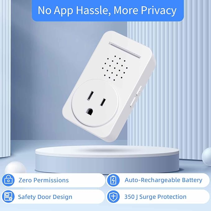 WiFi Power Failure Alarm - Multi-User Email Alert (Up to 4 Addresses), 120dB Loud Siren with 6 Tones, Free Real-Time Notifications for Freezer/Sump Pump/GFCI Monitor - No App, No Subscription Required