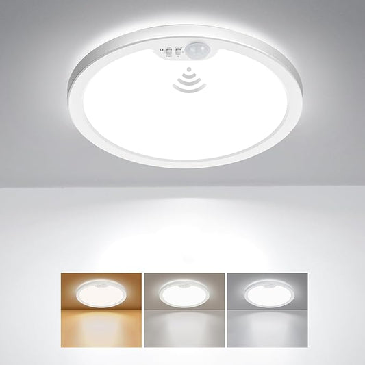 BLNAN Motion Sensor Ceiling Light Wired, 8.7 Inch 3000K 4000K 5000K Selectable LED Flush Mount Light Fixture, Motion Activated Light with Timer for Hallway Stair Walk-in Closet, Non-Dimmable 1 Pack