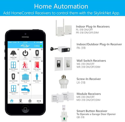 SKYLINK SK-250 Deluxe Connected Wireless Security Alarm and Home Automation System with Camera, Compatible with iOS, Android, Echo Alexa, Google Home and IFTTT and No Monthly Fees, White