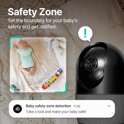 S8 2K QHD Baby Monitor Camera – Korean Privacy Certified, AI Cry Detection, 360° PTZ, Dual Wi-Fi, Night Vision, 2-Way Audio, Temp Sensor, No Subscription