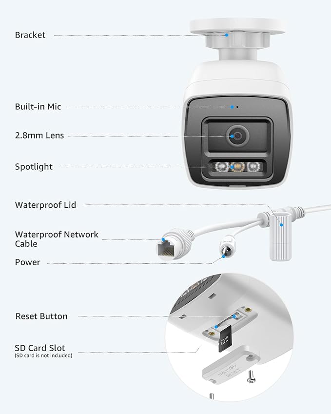 ANNKE 12MP PoE IP Camera Outdoor, Security Bullet Camera with Smart Dual Light for Home Surveillance, Human/Vehicle Detection, Color Night Vision, 2.8mm Wide Angle, Up to 512GB microSD Card, C1200