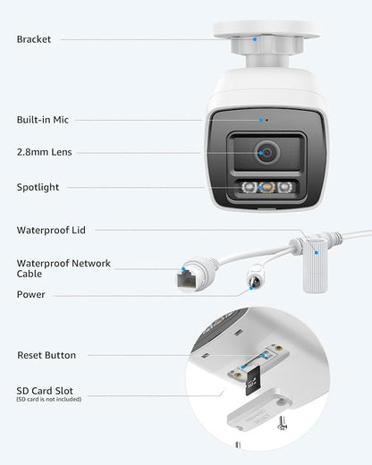 ANNKE 12MP PoE IP Camera Outdoor, Security Bullet Camera with Smart Dual Light for Home Surveillance, Human/Vehicle Detection, Color Night Vision, 2.8mm Wide Angle, Up to 512GB microSD Card, C1200