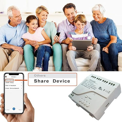 EWeLink 4CH Smart WiFi 85-250V Switch Controller, APP Remote Control, Bluetooth RF Remote Control, Point/Self-Locking/Interlocking, Compatible with Alexa