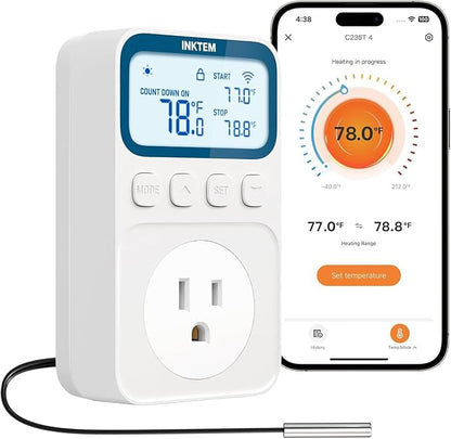 WiFi Temperature Controlled Outlet with APP for Heater, Freezer 16A
