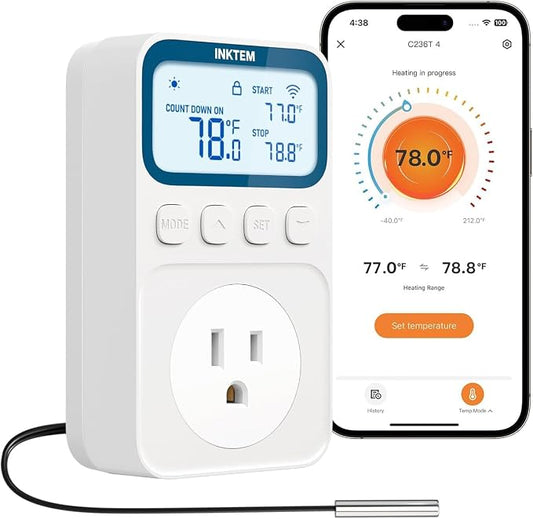 WiFi Temperature Controlled Outlet with APP for Heater, Freezer 16A