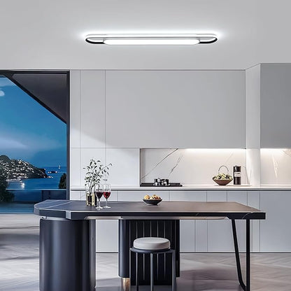 4Ft Cool White Modern LED Ceiling Lighting,65W Metal Linear Ceiling Lamp,6500K High Brightness Simple Long Light for Kitchen Dining Living Room Laundry, Garage Cloakroom Lighting (48Inch)