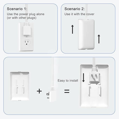 CABOCASA 2 Pack 3FT Flat Plug Extension Cord Power Strip with Multi Outlets, Patented Detachable Ultra-Thin Outlet Concealer & Ultra-Flat Plug, Ideal for Home Improvement, Hide Bulky and Messy Cords