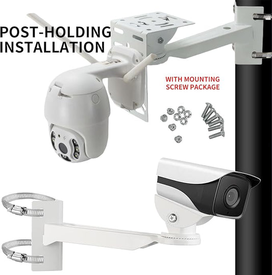 L-Shape Dome Camera Bracket, Wall Ceiling Mount for Security Dome Cameras, Wall Mount,Corner (Vertical Pole Bracket+Hoop 7.8 in )