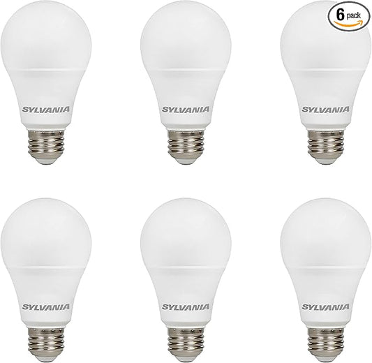Sylvania A19 LED Light Bulb, 5.5W, 40W Equivalent, 13 Year, Dimmable, 450 Lumens, 5000K, Daylight - 6 Pack (41964)