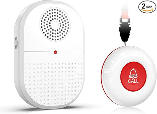 CallToU Wireless Caregiver Pager Call Button Life Medical Alert Systems for Seniors at Home Disabled, Patient Elderly Monitorig Nurse Call Bell Help System Calling Vibration Pagers (2)