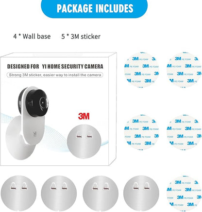 4 Pack Indoor Wall Mount for Yi Home Security Camera, No Punching, Extremely Simple Installation (Camera is NOT Included)