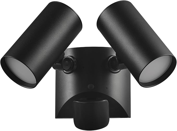 Globe Electric 180-Degree 22W Twin Head Black Hardwired Motion Activated Diecast Architectural Security Light, Spotlight, Outdoor, Outside House Lights
