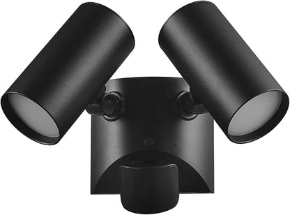 Globe Electric 180-Degree 22W Twin Head Black Hardwired Motion Activated Diecast Architectural Security Light, Spotlight, Outdoor, Outside House Lights