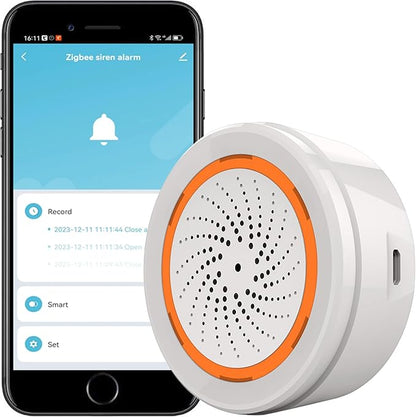 Zigbee Smart Siren Alarm: Wireless Home Security Alarm, Burglar Alarm Sound Light Alarm with 100dB Sounder, Tuya App Control, Tuya Zigbee Hub Required, Compatible with Alexa, Google Assistant