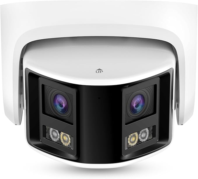 Acusense 8MP Dual Lens PoE IP Camera Outdoor Compatible with Ⲏіkconnect/ iVMS4200/ Guarding Vision, 180° Panoramic Wide Angle, Smart IR & White Light Night Vision, Plastic Casing IP Ethernet Cameras