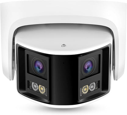 Acusense 8MP Dual Lens PoE IP Camera Outdoor Compatible with Ⲏіkconnect/ iVMS4200/ Guarding Vision, 180° Panoramic Wide Angle, Smart IR & White Light Night Vision, Plastic Casing IP Ethernet Cameras