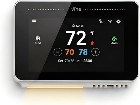 Vine Smart Thermostat for House with Nightlight, 4.3 Inches WiFi Thermostats for Home Compatible with Alexa and Google Assistant, 7day x 8period Programmable, C-Wire Required