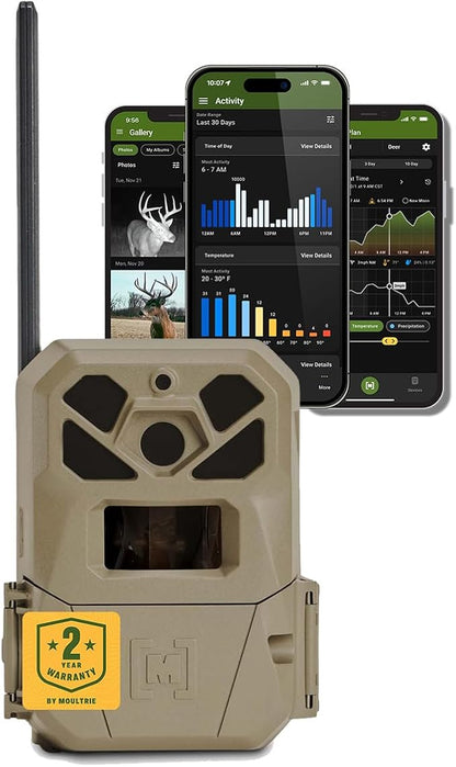 Moultrie Edge 2 Pro Cellular Trail Camera - Auto Connect Nationwide 4G LTE - On Demand 40MP Photo - 1440P Video with HD Audio - Ai False Trigger Elimination - 100 Ft Detection Range - No-Glow Flash