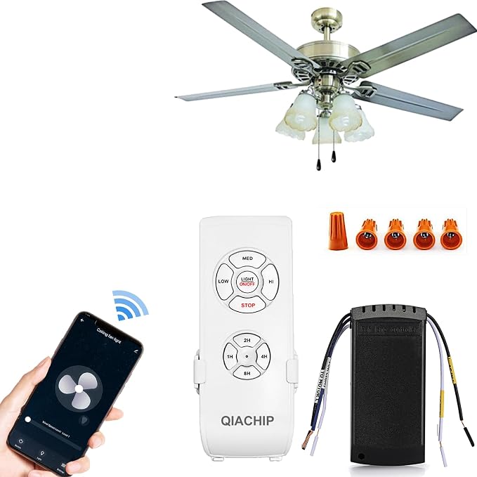 QIACHIP WiFi Ceiling Fan Light Remote Control Kit, Alexa Compatible