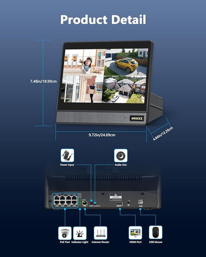 4K 8-Channel Wired POE NVR Network Video Recorder Video Surveillance NVR