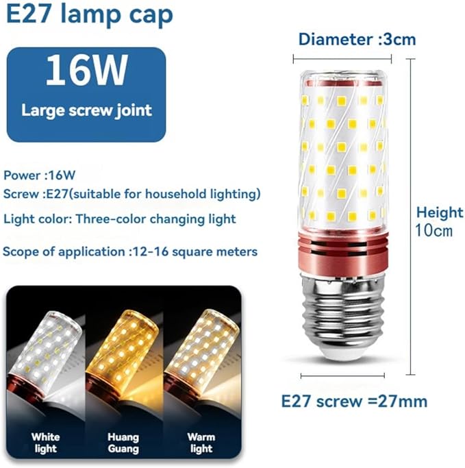 Corn Bulb E27 LED 10Pcs 16W Replacement for Lamps Small -in Smart Three-Color Light