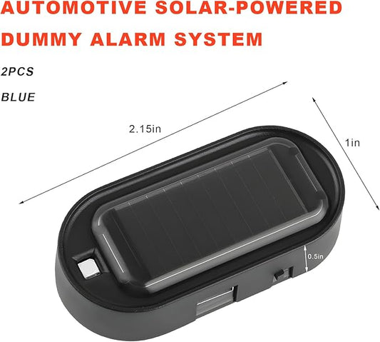2 PCS Car Solar Power Simulated Dummy Alarm, Anti-Theft Vehicle LED Flash Lamp Security Alarm with Light Sensor, Flashing Security Warning Light Fake Lamp for Car Truck SUV (Blue)