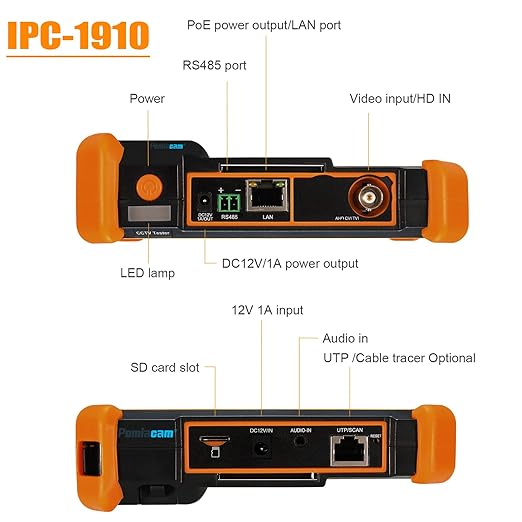 IP Camera Tester IPC-1910 Plus 4 inch Touch Screen IPC Tester 8K IP Camera Test 4K 8MP Coax AHD CVI TVI Display Video MonitorSupport H.265 POE PTZ WiFi RS485 Replace Camera Tester