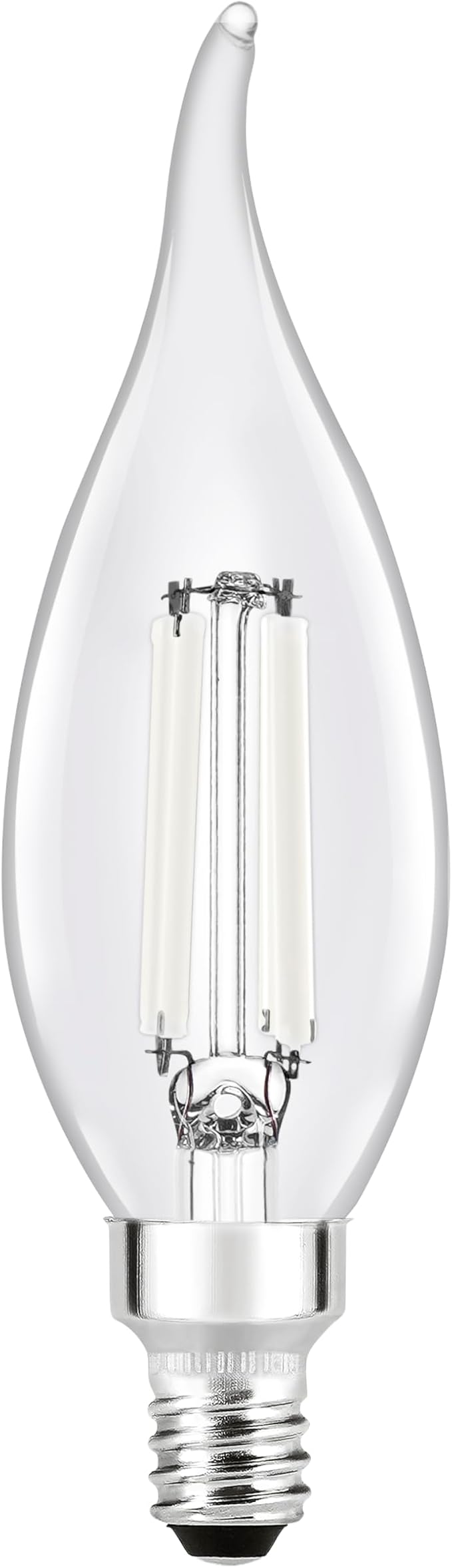 Sylvania B10 Clear LED White Filament Bulb, 2W, Dimmable, 200 LMS, Candelabra Base, 5000K, Daylight - 4 Pack (42264)