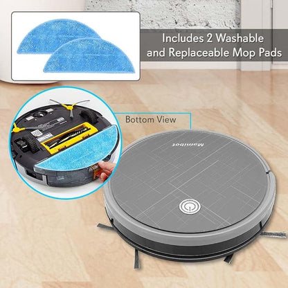 Wet Mop Dust Bin Attachment - Large Capacity 350mL Water Tank and 2 Microfiber Mop Pad - Adjustable Flow Rate - Compatible w/ PUCRC660 Smart Robot Vacuum Cleaner