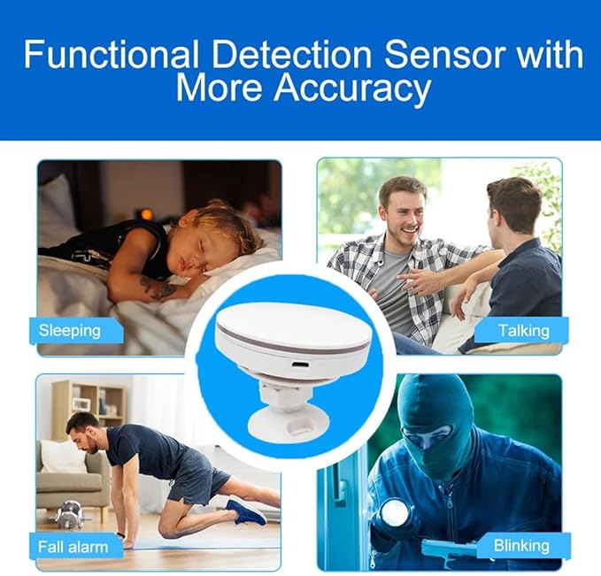 Tuya WiFi Human Presence Sensor 24G 5V MMwave Radar with Siren Alarm Motion Detection Smart Life Home Automation DIY Easy to Use