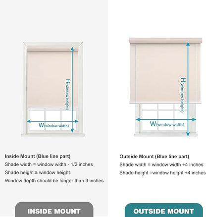 Changshade Custom Size Cordless Roller Shades, Blackout Roller Window Blinds with Thermal Insulated for Office, Living Room, Bedroom, Kitchen, Easy Installation,Beige