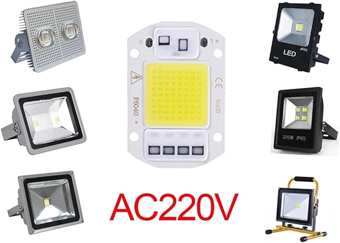 6PCS LED Chip AC 220V F6040 20W/30W/50W COB Lamp Bead Smart IC No Need Driver Outdoor Focus Spotlight Garden DIY Chip Lamp(6PCS 30W Warm White)