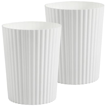 JiatuA Small Trash Can Plastic Wastebasket Round Garbage Container Bin for Bathroom, Kitchen, Bedroom, Home Office, College Dorm, White 2 Pack